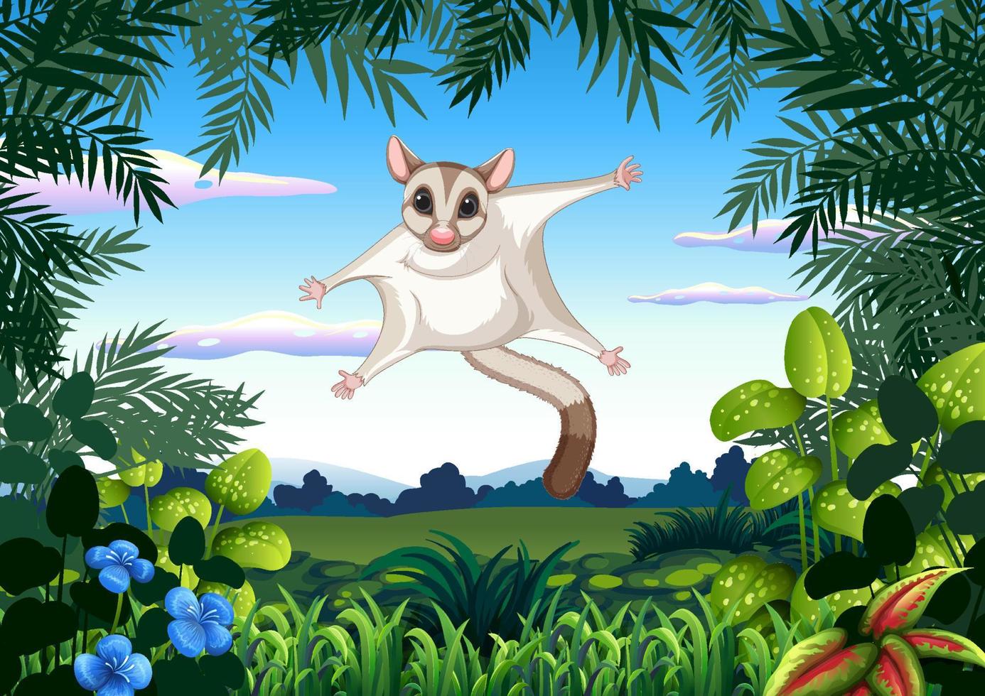 Scene with sugar glider in forest vector