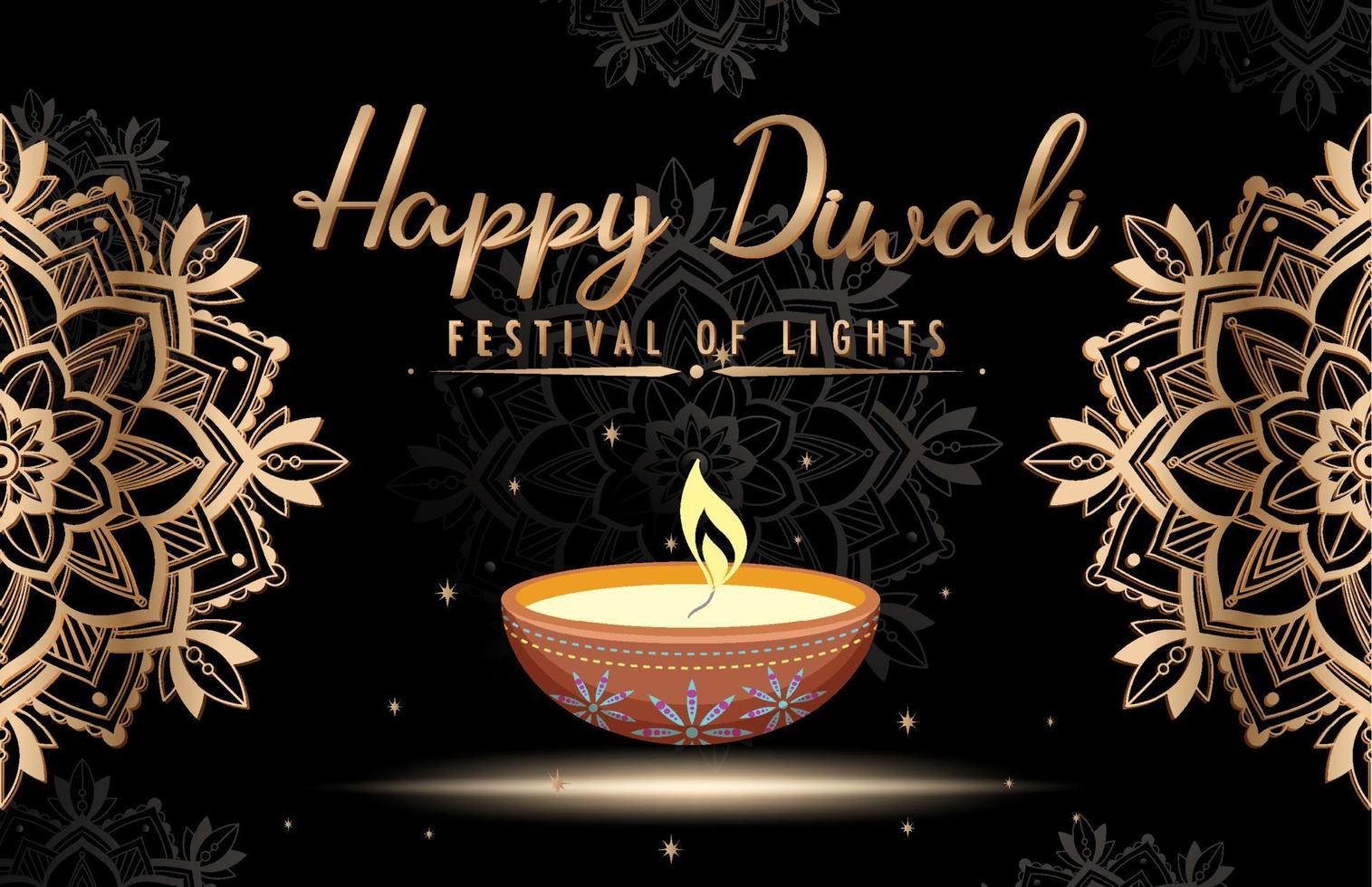 Happy Diwali festival of lights poster vector