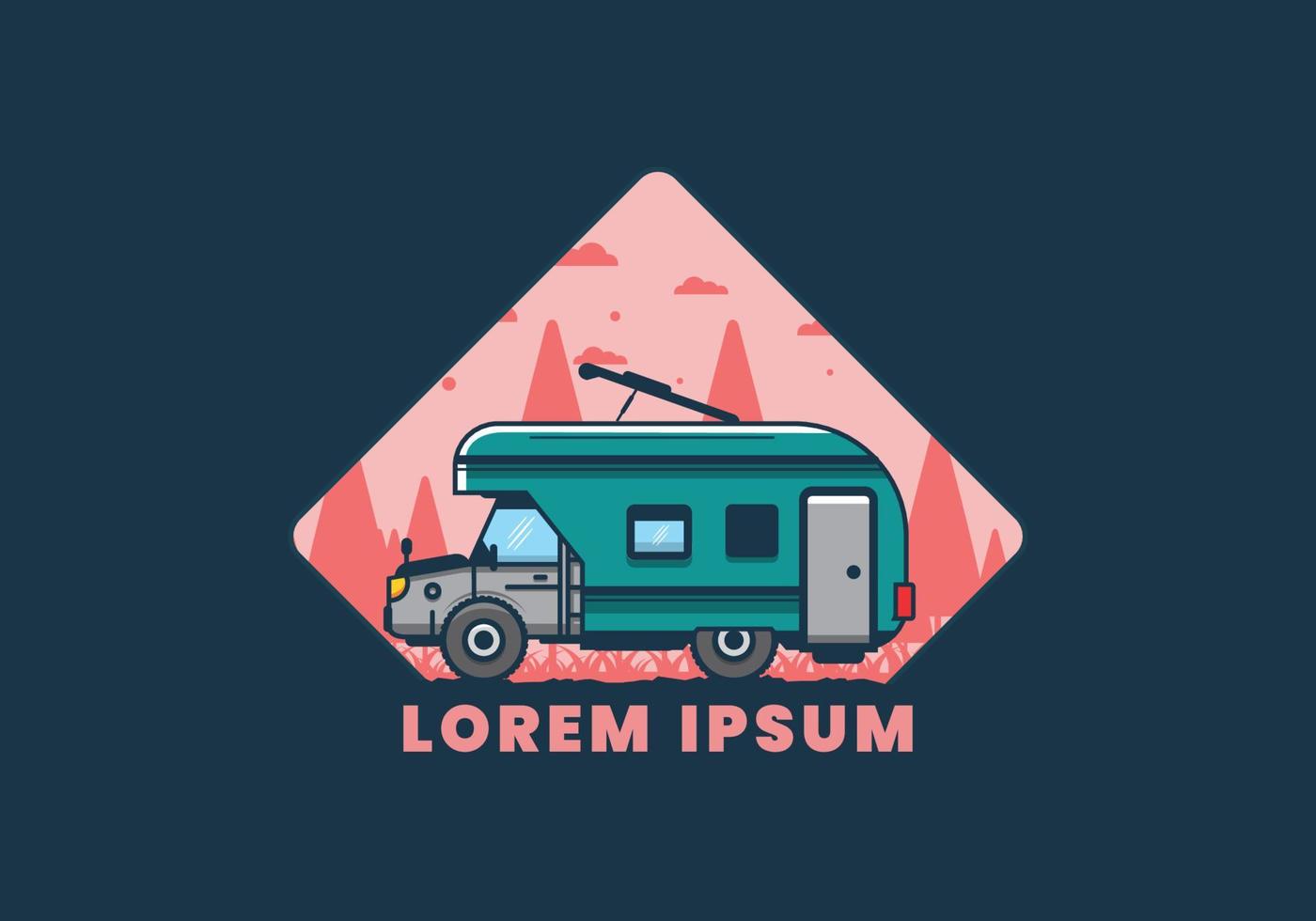 Colorful RV truck flat illustration vector
