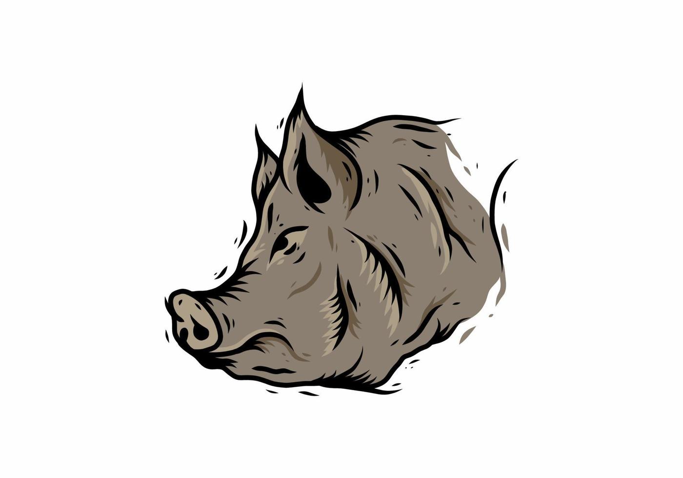 Illustration drawing of brown wild boar vector