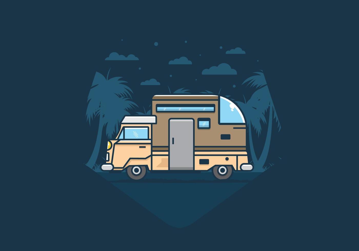 custom camper car flat illustration vector