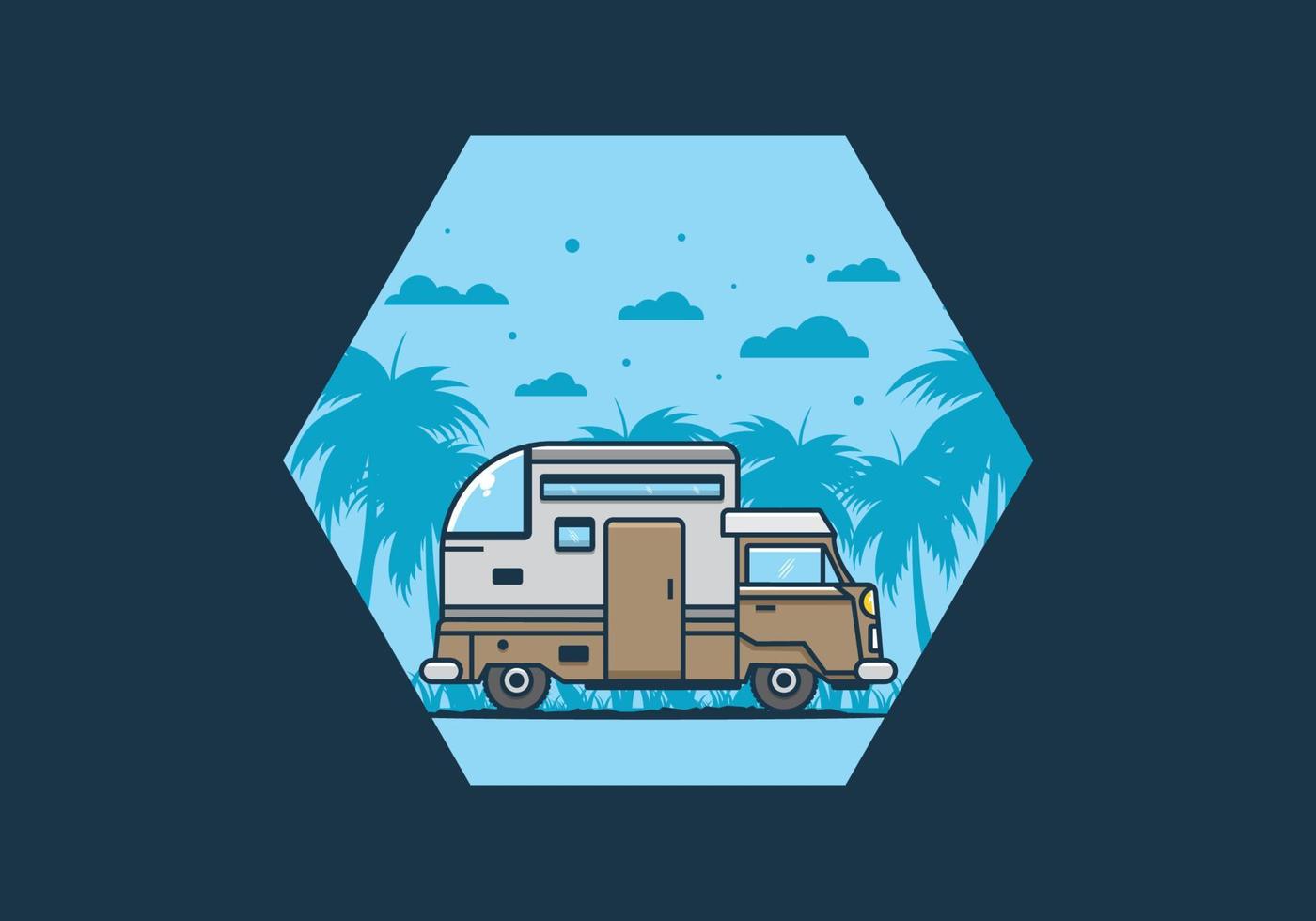 custom camper car flat illustration vector