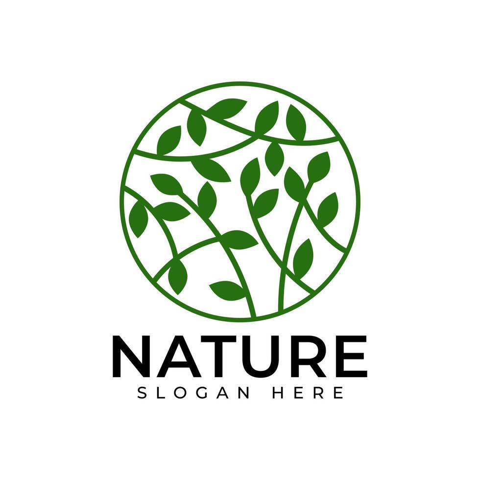 diseño de logotipo de hoja de naturaleza circular vector