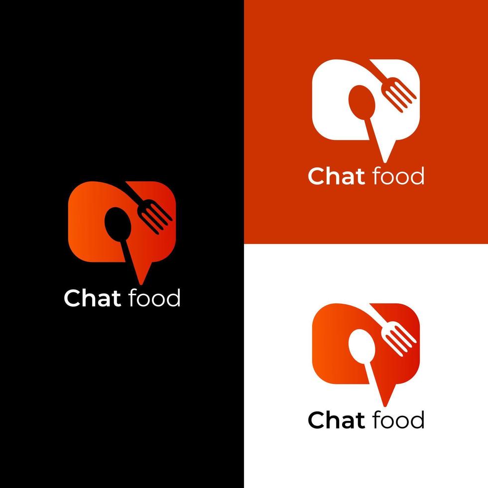 vector de chat de comida, logotipo de charla de comida