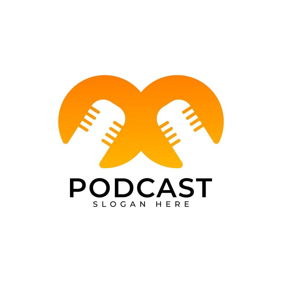 Podcast logo design vector