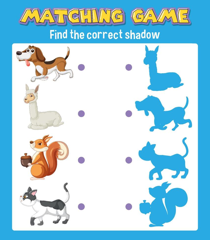 Worksheet design for matching shadow vector