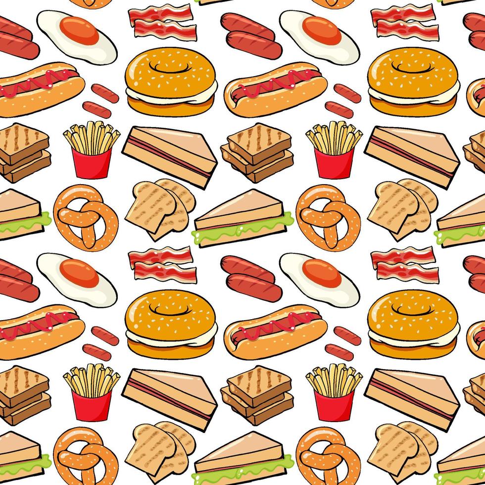 Seamless background design with different food vector