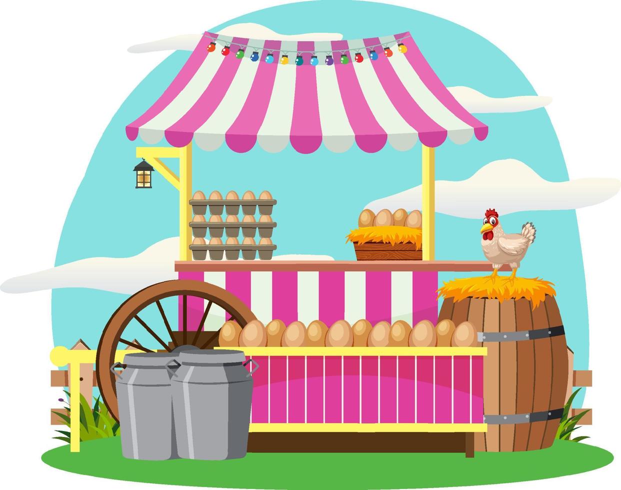 Market stall concept with egg shop stall vector