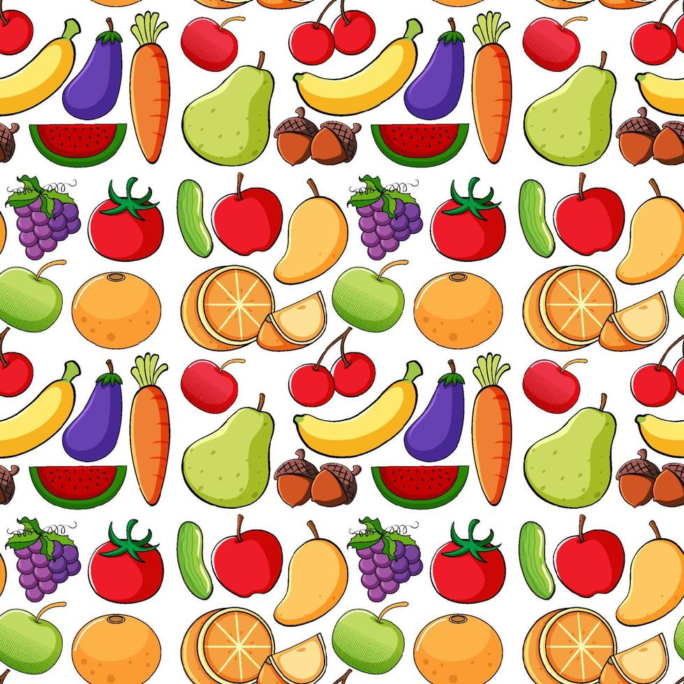 diseño de fondo transparente con frutas y verduras vector
