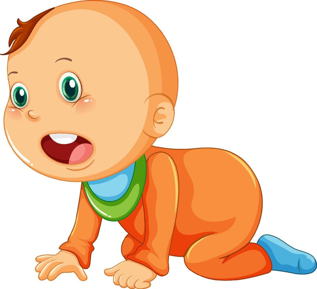 Cute baby crawling cartoon character vector