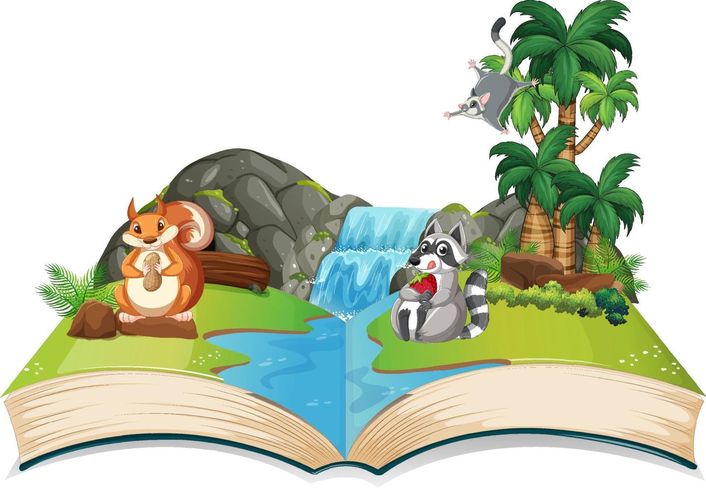 libro abierto con lindos animales vector