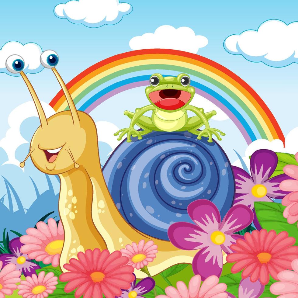 Happy insect in nature fairy tale scene vector