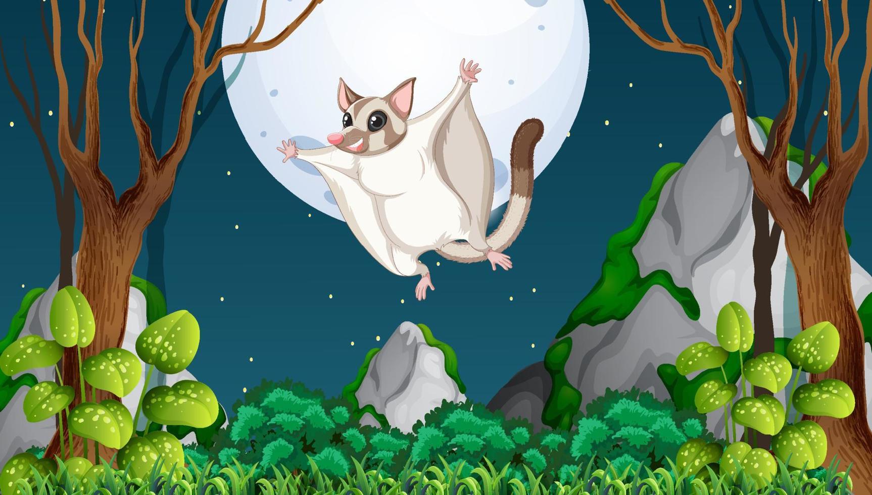 Scene with sugar glider in forest vector