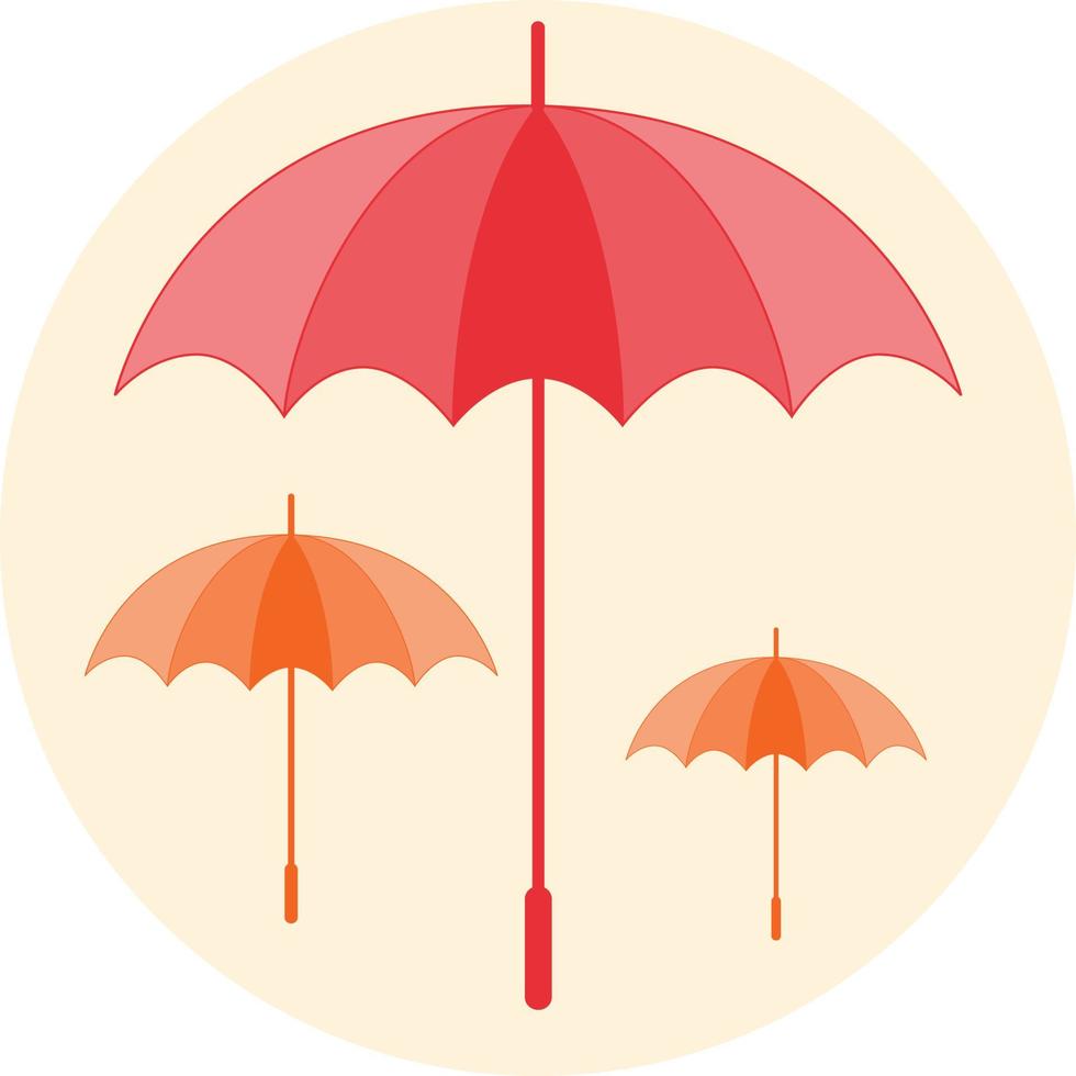 Three umbrellas inside circle vector