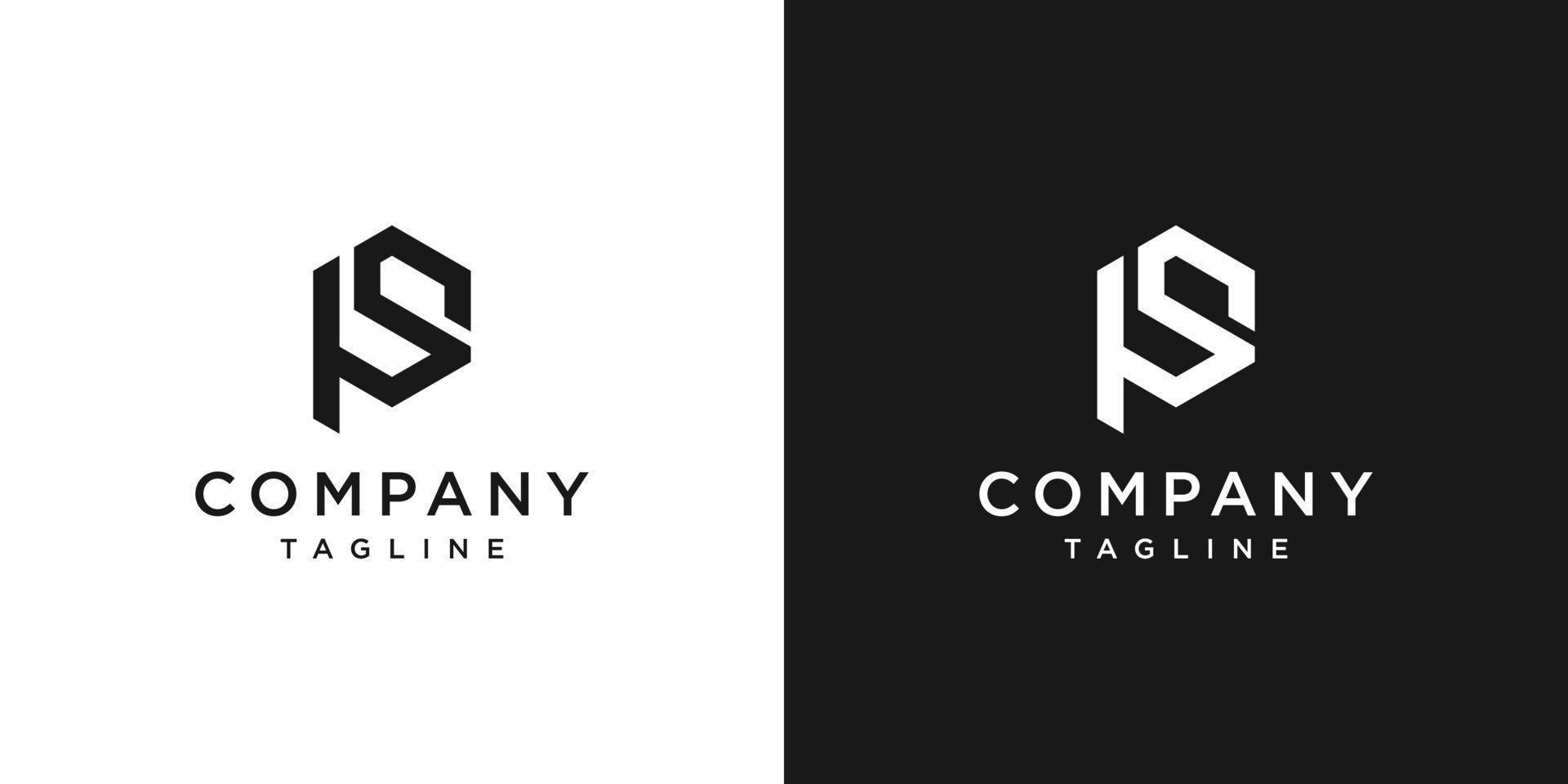 plantilla de icono de diseño de logotipo de monograma de letra creativa ps fondo blanco y negro vector