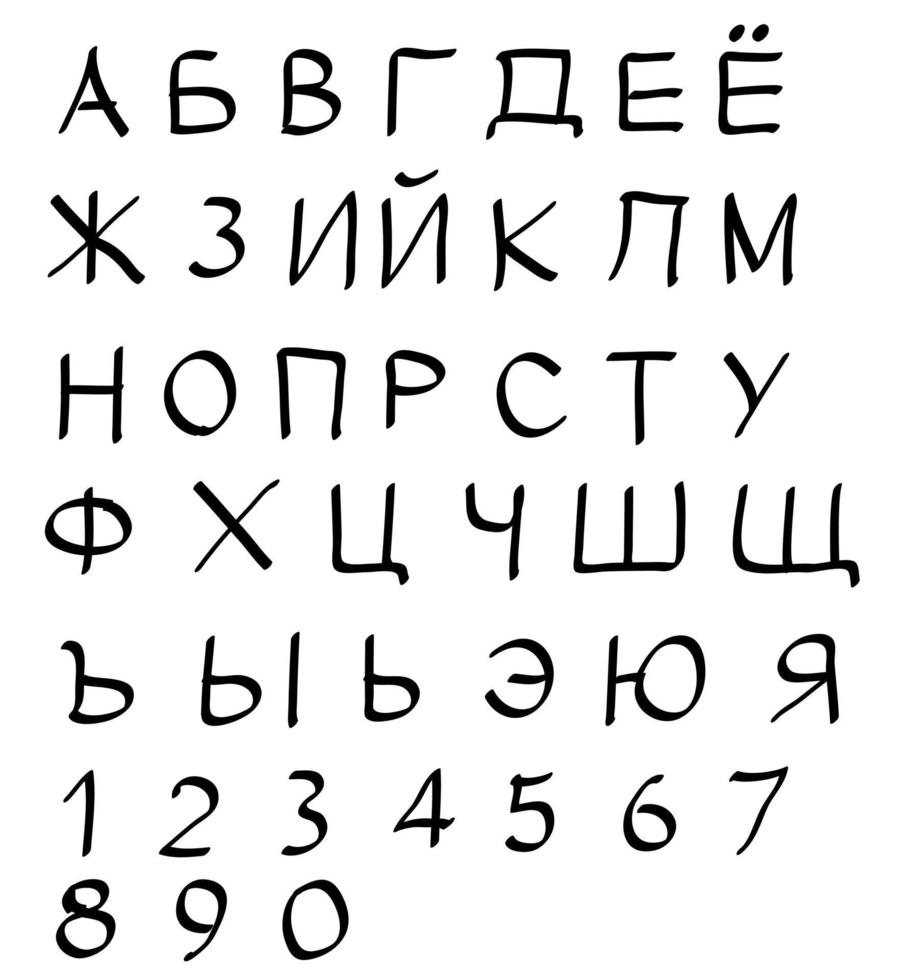russian alphabets and number vector