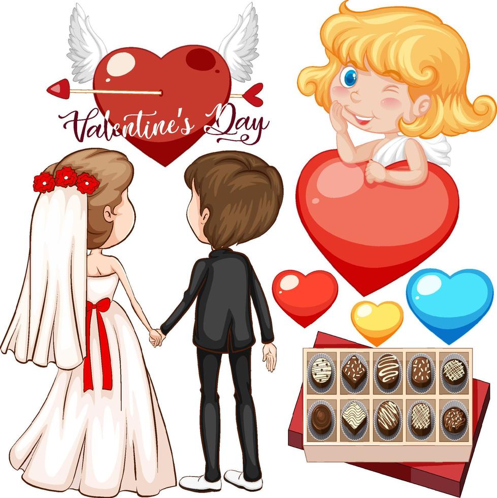 tema de San Valentín con novios vector