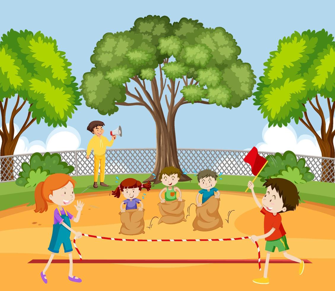 Kids doing physical activity vector