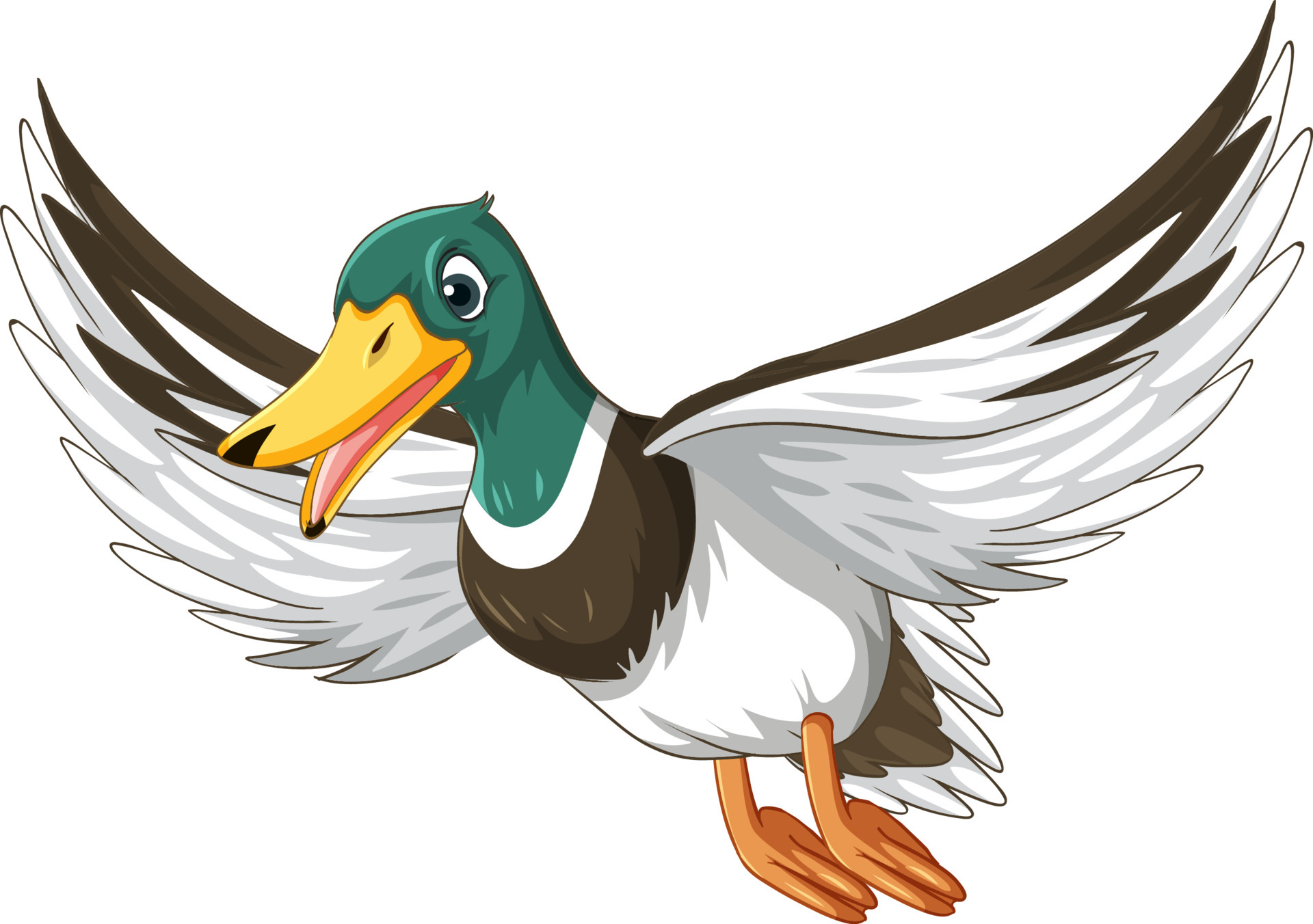Duck with green head cartoon character 7092816 Vector Art at Vecteezy