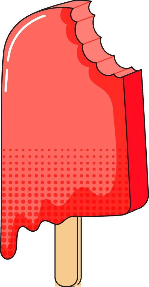 Red popsicle melting on stick vector