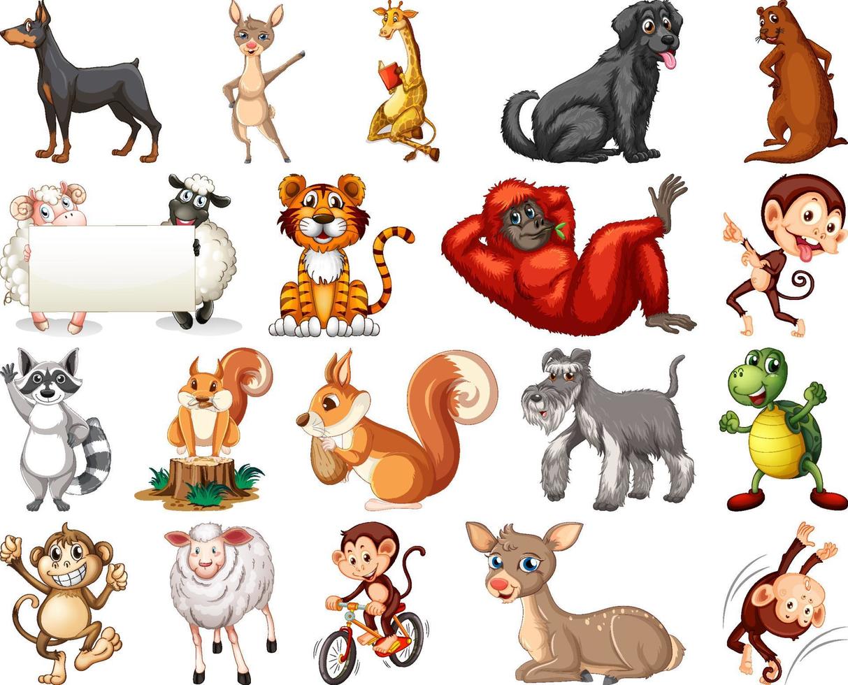 Set of animal cartoon character vector