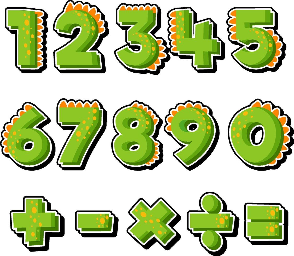 contando el número del 0 al 9 y los símbolos matemáticos vector