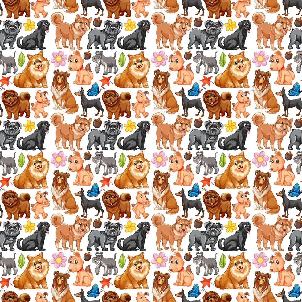 Seamless background with many dogs vector