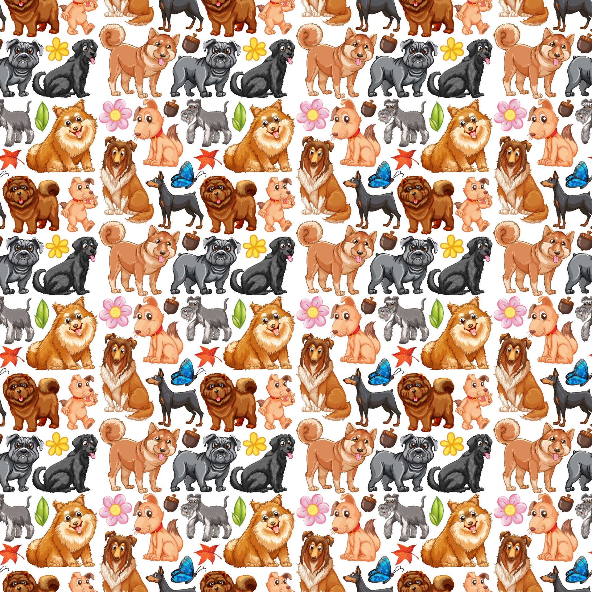Seamless background with many dogs 7092920 Vector Art at Vecteezy
