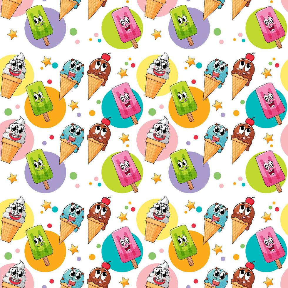 Seamless background with icecream and popsicle vector