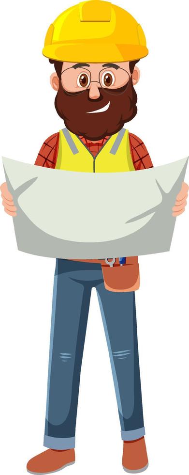 Foreman looking at blueprint vector