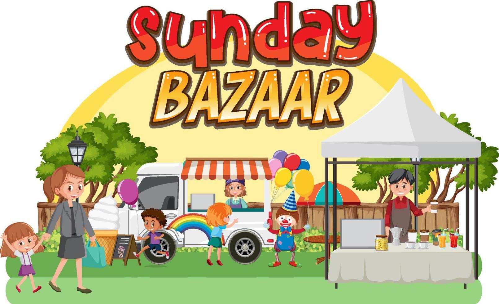 Flea market concept with sunday bazaar vector