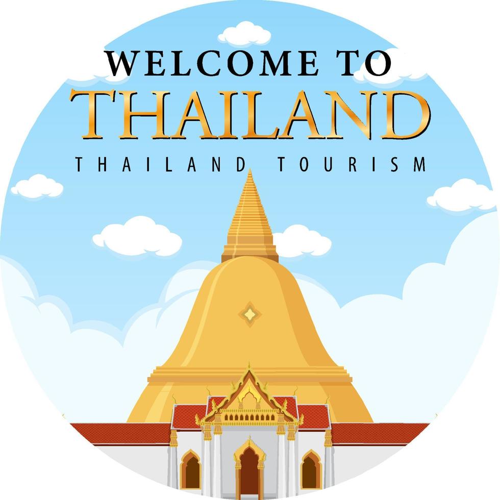 Travel Thailand attraction and landscape temple icon vector