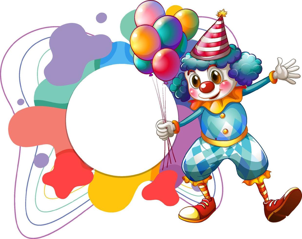 payaso con pancarta de colores en blanco vector