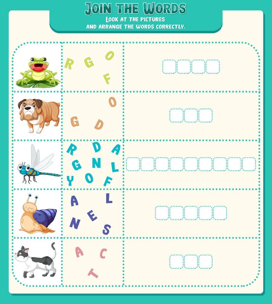 Arrange the letters in order with pictures vector