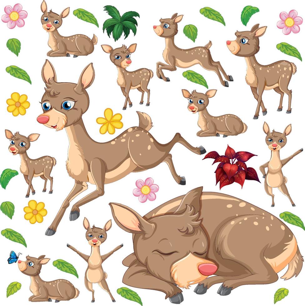Cute animals set on white background vector