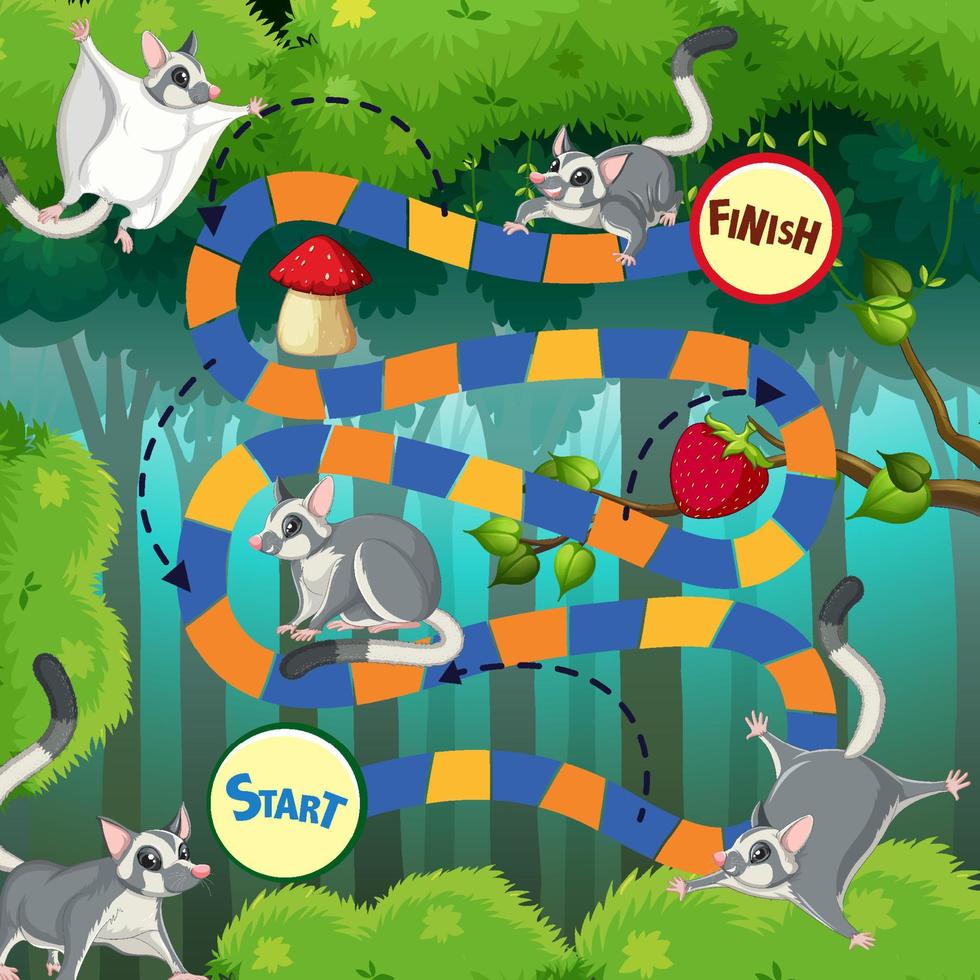 Game template design with sugar glider in background vector