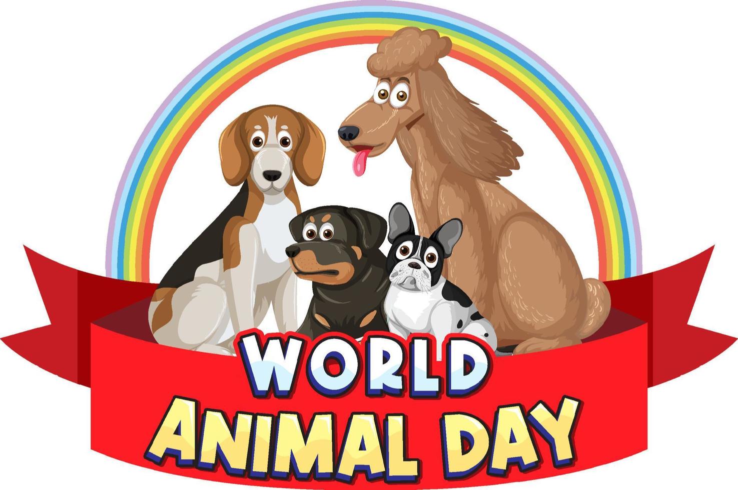 logo del día mundial de los animales con perros lindos vector