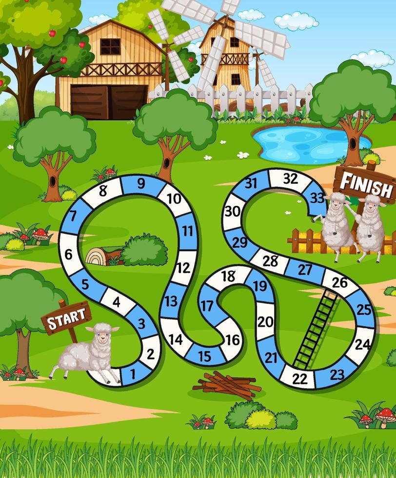 A farm boardgame template vector