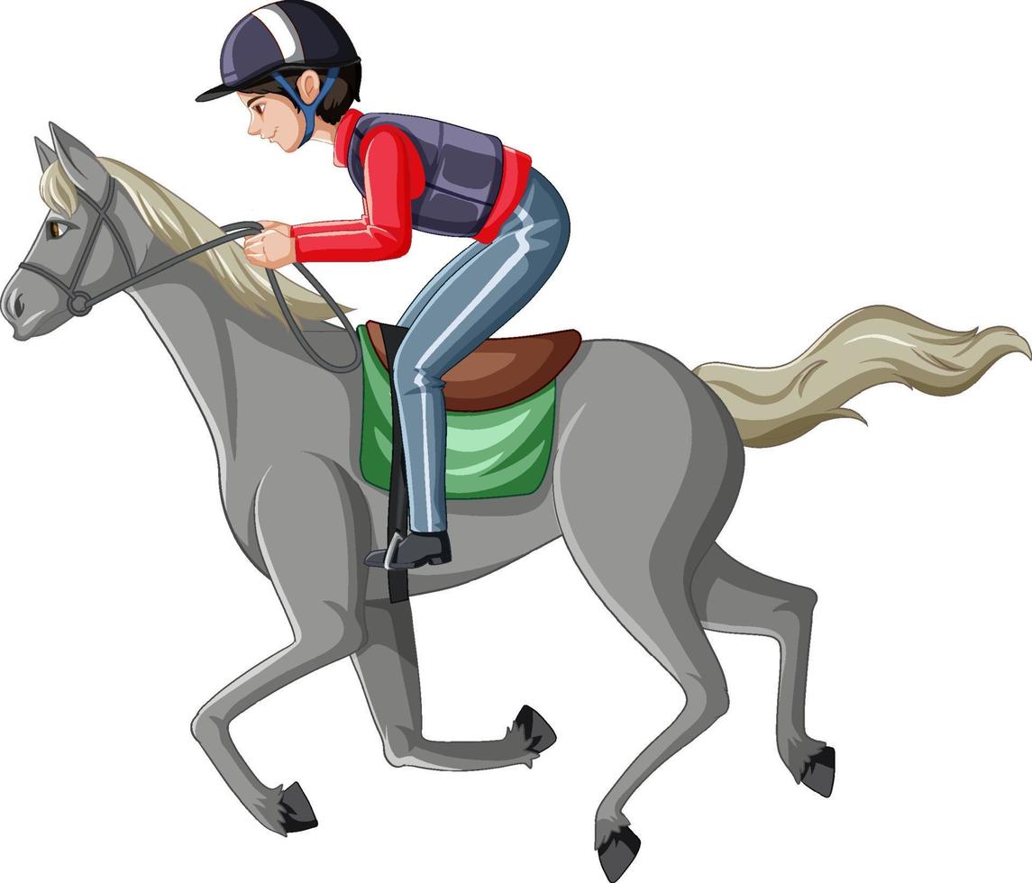 A man riding horse on white background vector