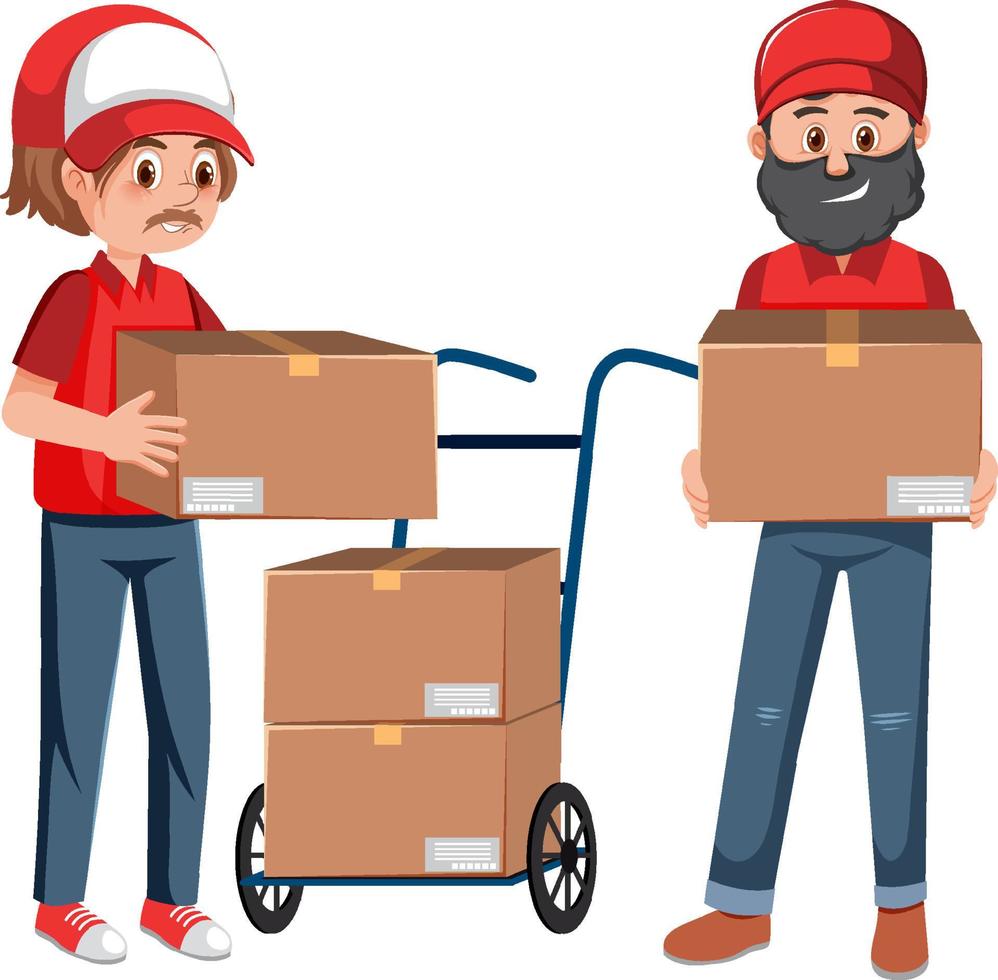 Delivery man with package vector