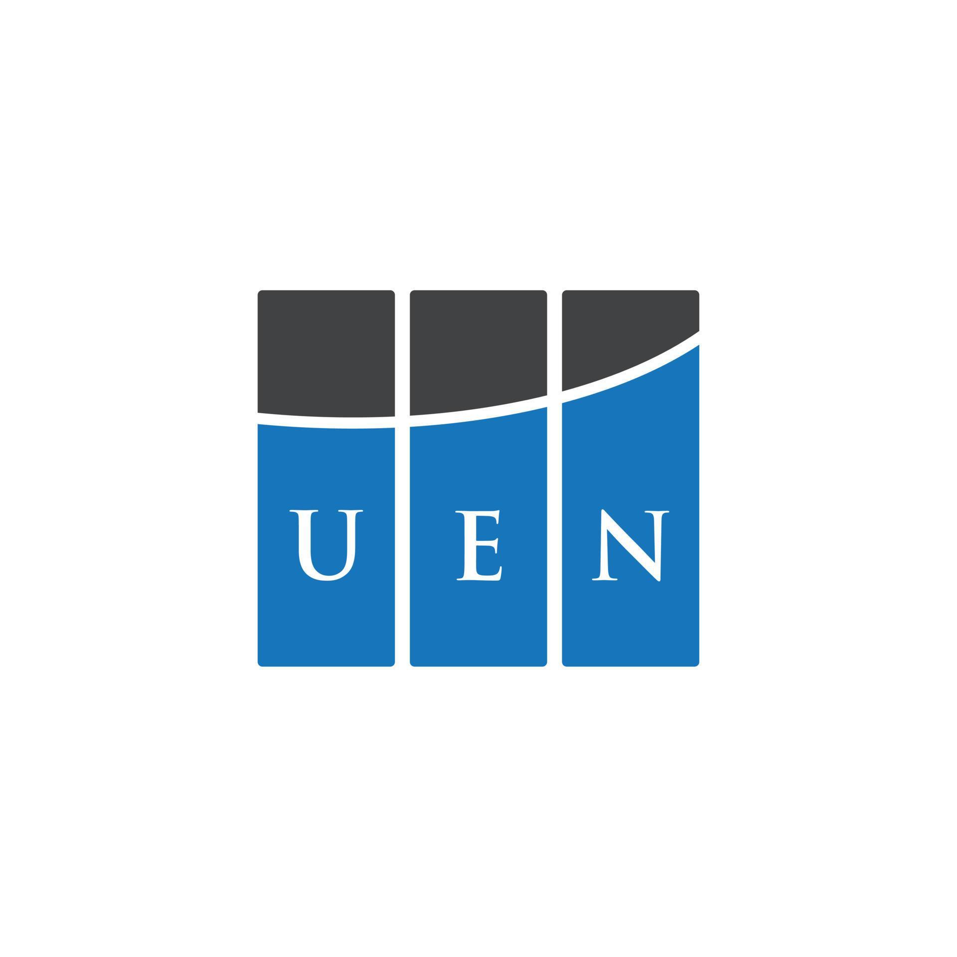 UEN letter logo design on white background. UEN creative initials