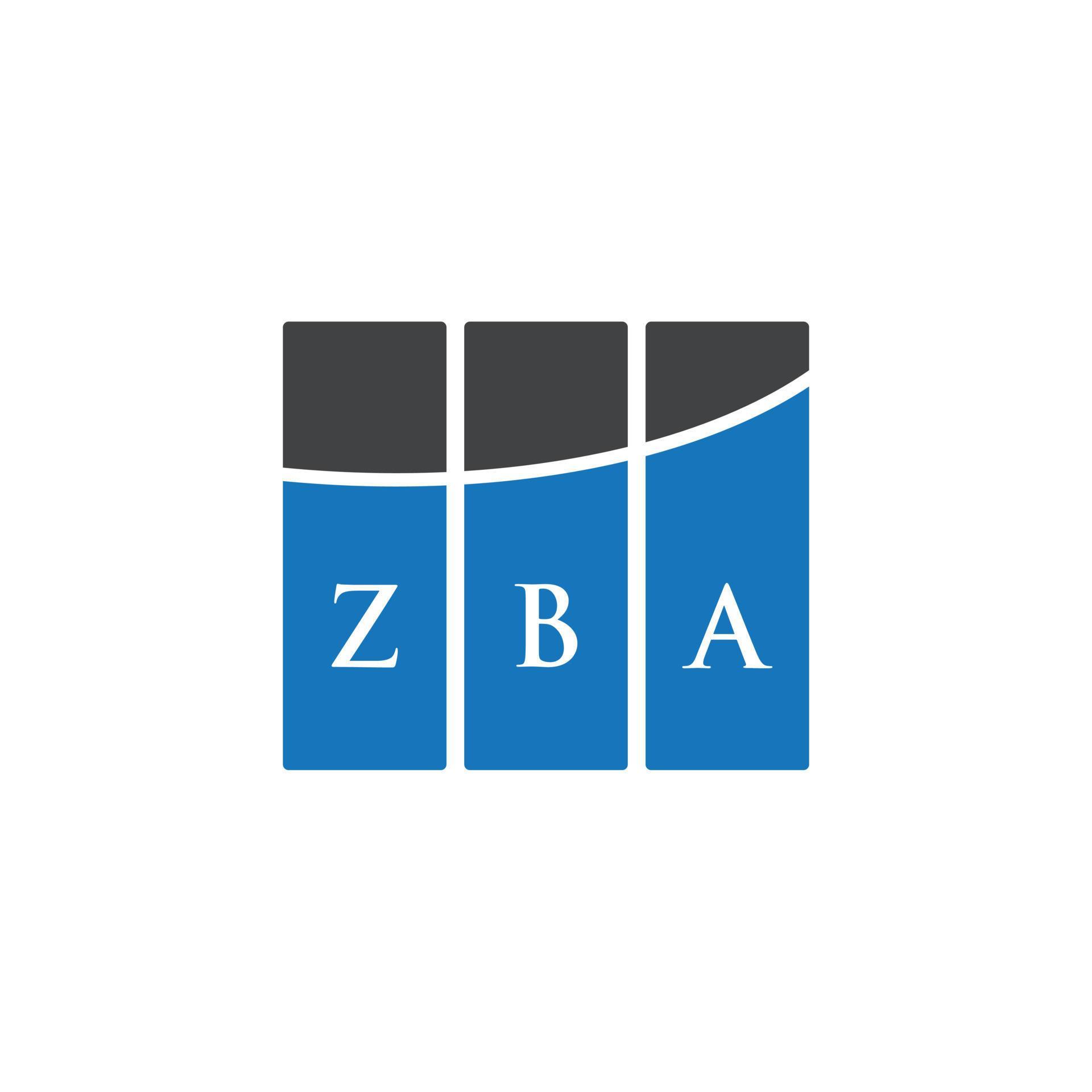 ZBA letter logo design on white background. ZBA creative initials
