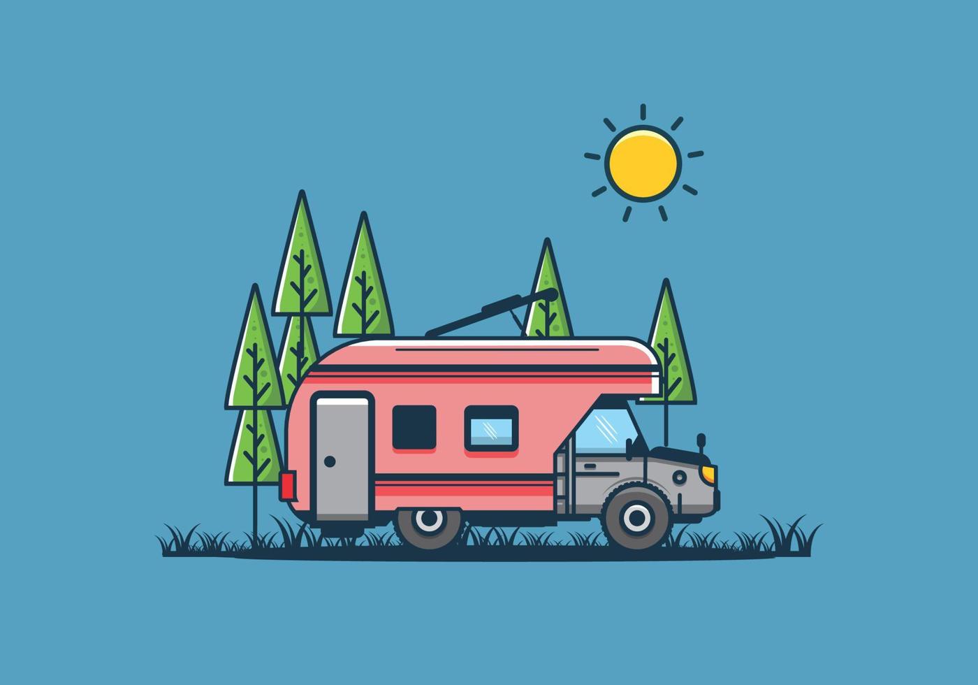 Colorful RV truck flat illustration vector