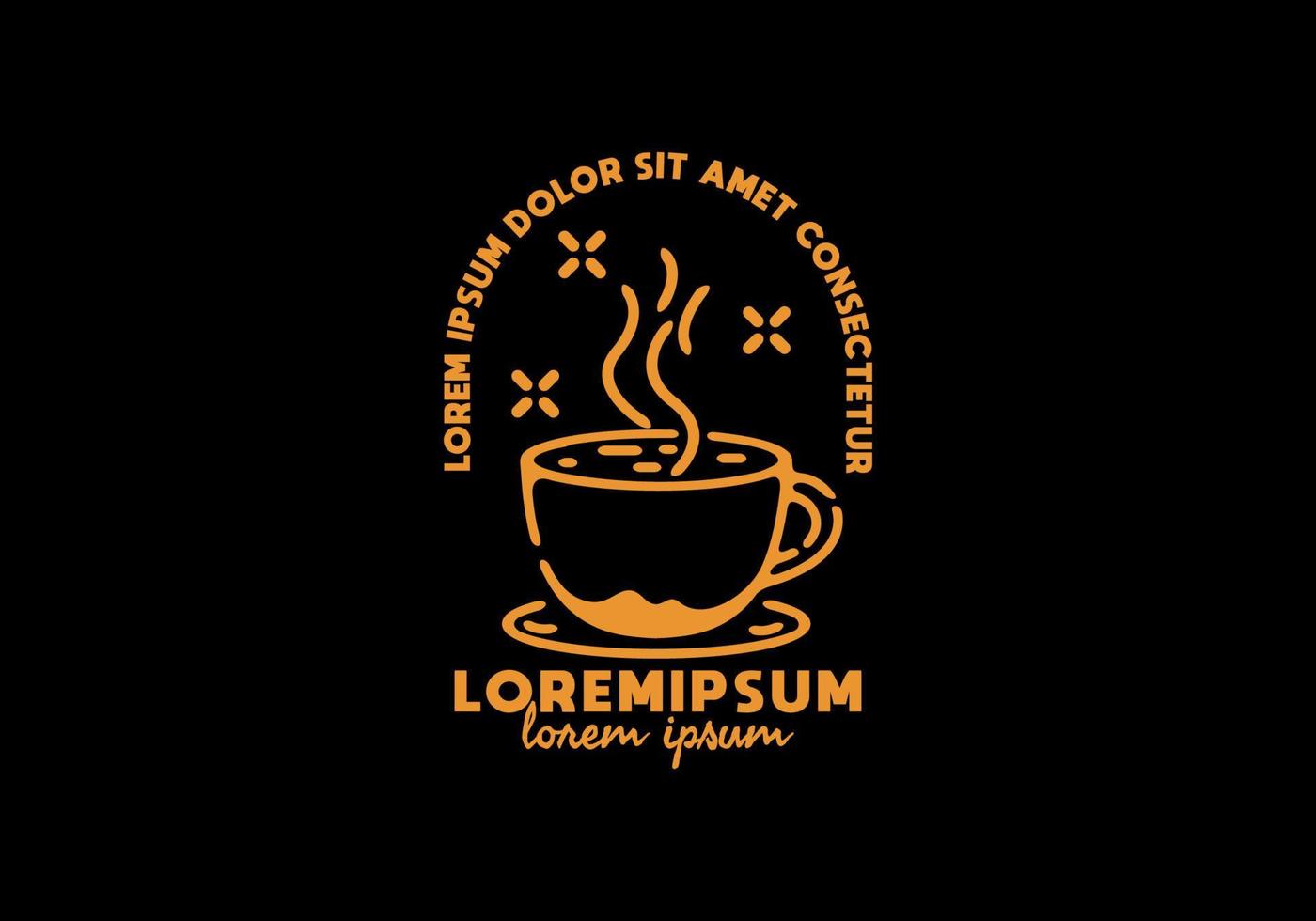 Hot coffee line art with lorem ipsum text vector