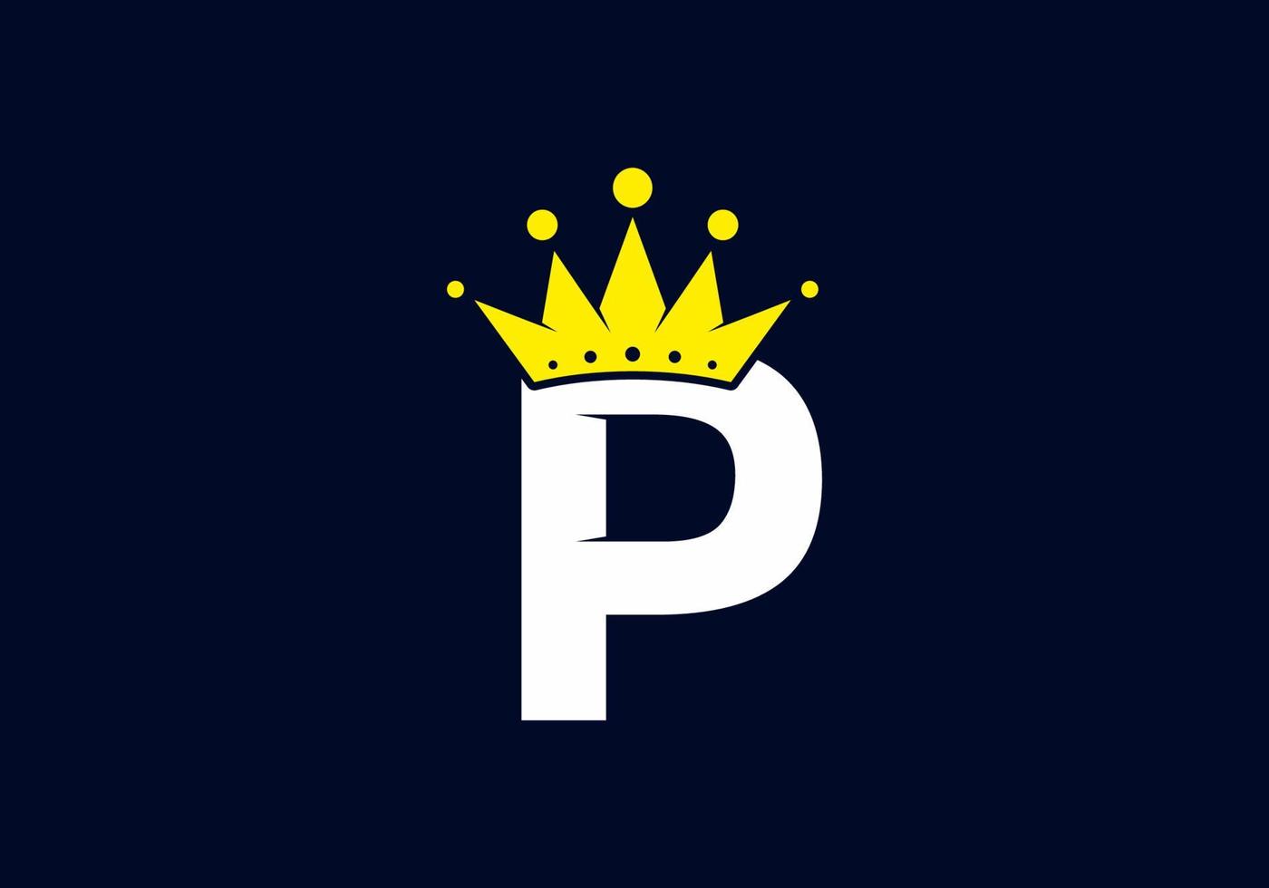 Initial P letter with crown vector