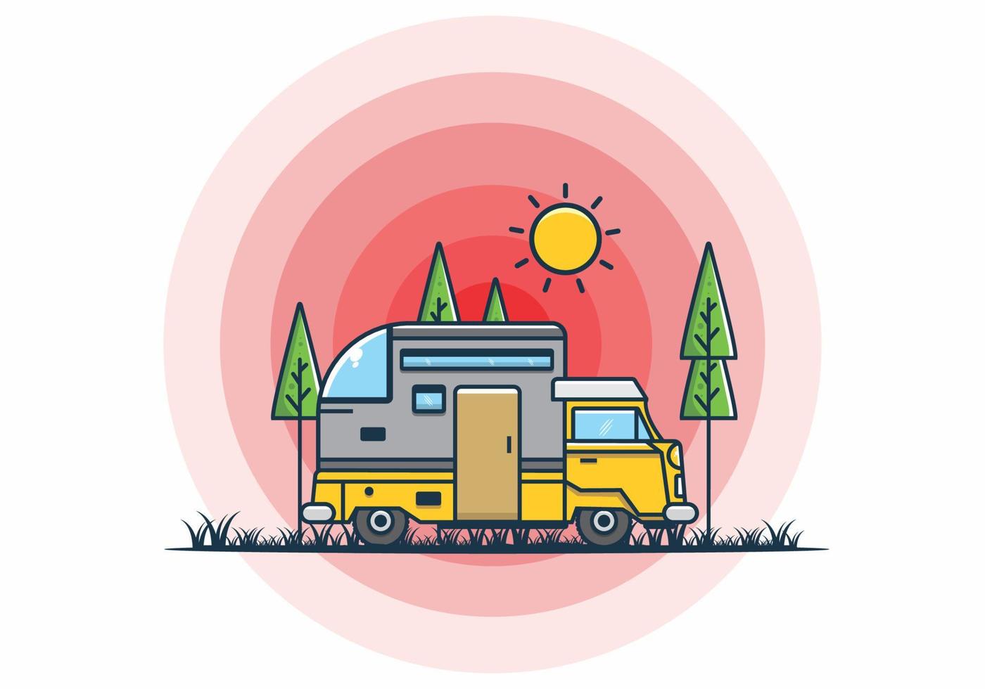 custom camper car flat illustration vector