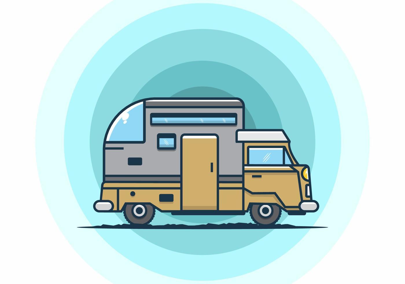 custom camper car flat illustration vector