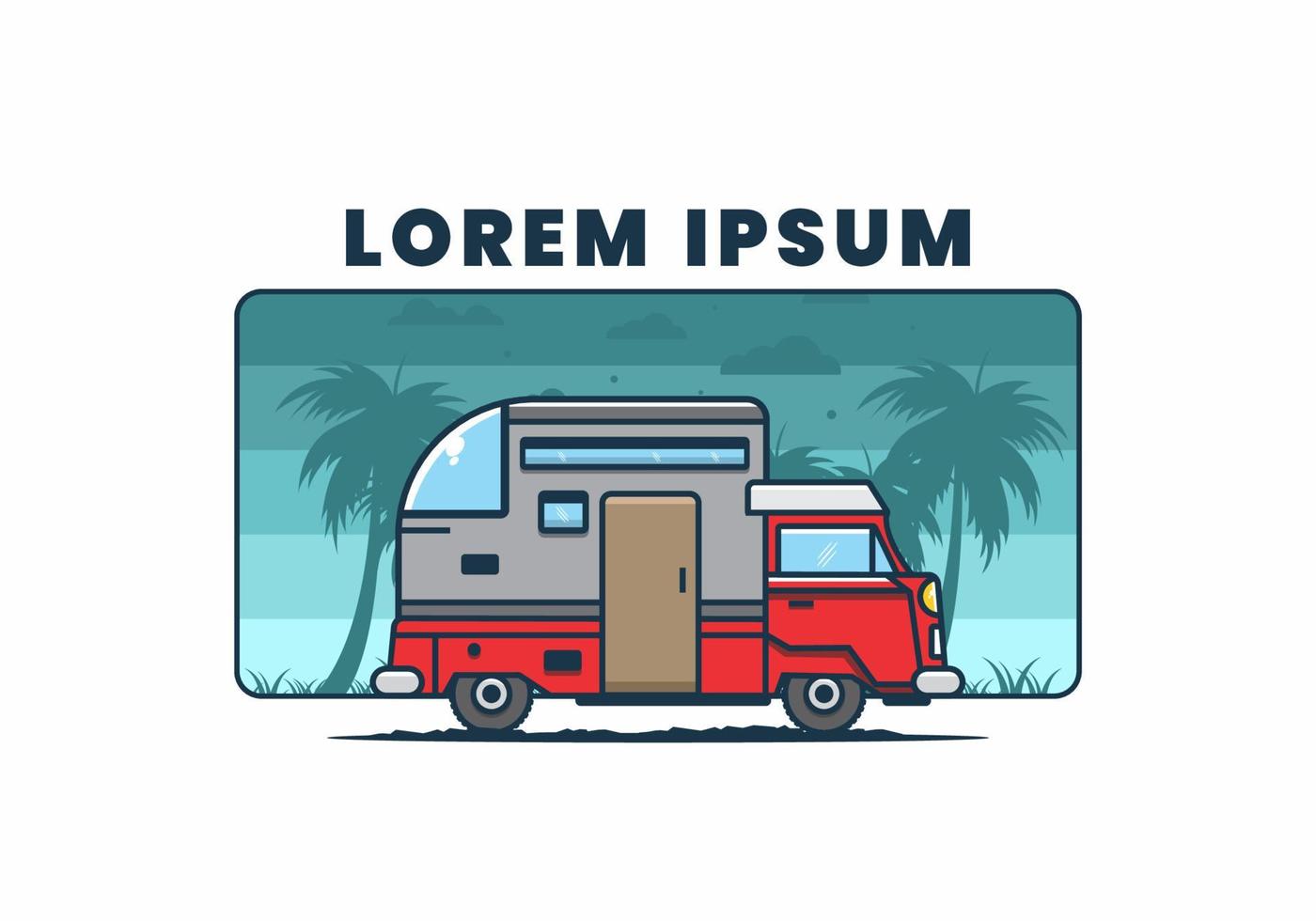 custom camper car flat illustration vector