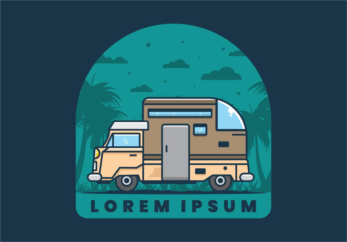 custom camper car flat illustration vector