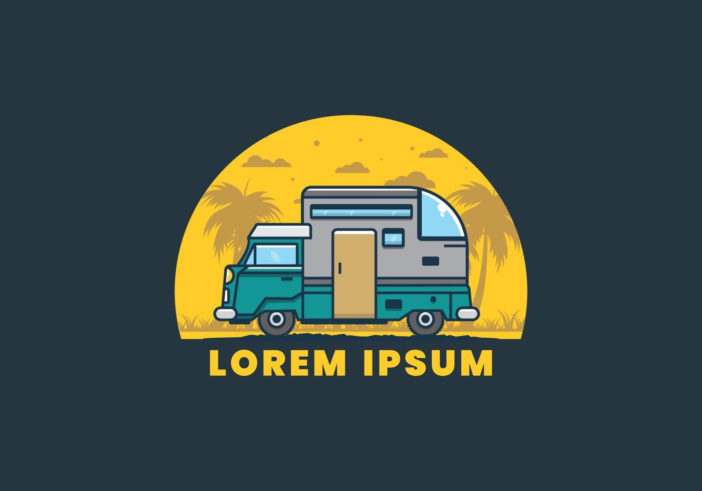 custom camper car flat illustration vector